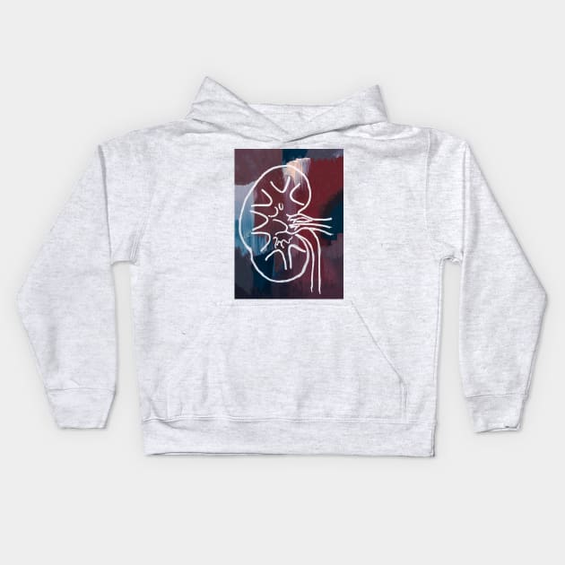 Gouached Abstract Kidney Kids Hoodie by ayemfid